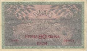 Jugoslawien / Yugoslavia P.018 80 Kronen auf 20 Dinara (1919) (3) 