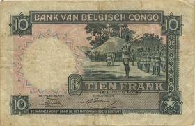 Belgisch-Kongo / Belgian Congo P.14E 10 Francs 12.5.1952 (3-) 