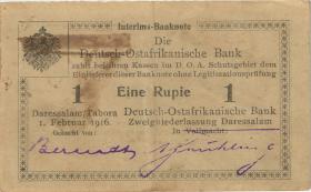 R.929s: Deutsch-Ostafrika 1 Rupie 1916 R3 korrigierte Nummer (2) 