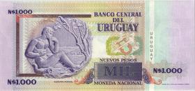 Uruguay P.067A 1.000 Pesos 1989 "NO EMITIDO" (1) blauer Überdruck 