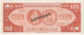 Dom. Republik/Dominican Republic P.104s3 100 Pesos Oro (1964-74) Specimen (1) 