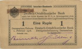 R.929u: Deutsch-Ostafrika 1 Rupie 1916 T3 (1) korrigierte Nummer "16403" 