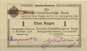 R.929u: Deutsch-Ostafrika 1 Rupie 1916 T3 (1) korrigierte Nummer "45304" 