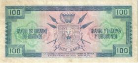 Burundi P.12a 100 Francs 1.5.1965 (3-) 