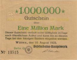 Reichsbahn Hauptwerk Witten 1 Million Mark 1923 (1) 