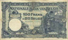 Belgien / Belgium P.102 100 Francs = 20 Belgas 22.8.1927 (3) 