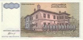 Jugoslawien / Yugoslavia P.136s 50 Milliarden Dinara 1993 Specimen (1) 