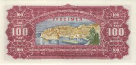 Jugoslawien / Yugoslavia P.069s 100 Dinara 1955 Specimen (1/1-) 