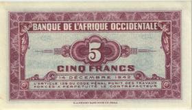 Franz. Westafrika / French West Africa P.28b 5 Francs 1942 (1) 