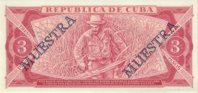 Kuba / Cuba P.107s2 3 Pesos 1986 Muestra (1) 
