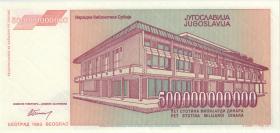 Jugoslawien / Yugoslavia P.137s 500 Milliarden Dinara 1993 Specimen (1) 