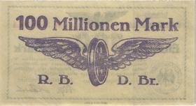 PS1137A Reichsbahn Breslau 100 Millionen Mark 1923 (1-) 