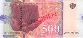 Mazedonien / Macedonia P.21as 500 Denari 2003 Specimen (1) 