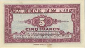Franz. Westafrika / French West Africa P.28a 5 Francs 1942 (1) 