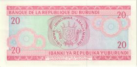 Burundi P.27b 20 Francs 1988 (1) 