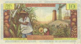 Franz. Antillen / French Antilles P.08a 10 Francs (1964) (3+) 