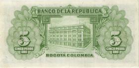 Kolumbien / Colombia P.399 5 Pesos Oro 1953 (3+) 