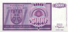 Kroatien Serb. Krajina / Croatia P.R06s 5000 Dinara 1992 (1) AA 0000000 