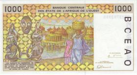 West-Afr.Staaten/West African States P.111Ag 1000 Francs 1997 (1) 