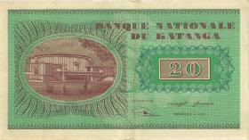 Katanga P.06a 20 Francs 1960 (3+) 