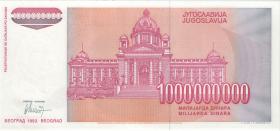 Jugoslawien / Yugoslavia P.126s 1.000.000.000 Dinara 1993 Specimen (1) 