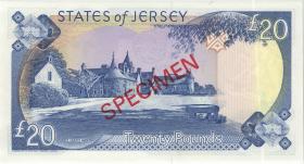 Jersey P.18s 20 Pounds (1989) AC 000000 Specimen (1) 