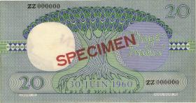 Kongo / Congo P.004s 20 Francs 1961 Specimen (1) 