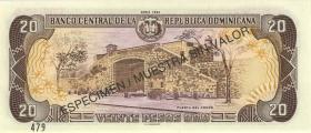 Dom. Republik/Dominican Republic P.139s2 20 Pesos Oro 1992 Specimen (1) 