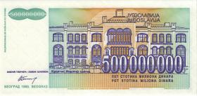 Jugoslawien / Yugoslavia P.134s 500 Millionen Dinara 1993 Specimen (1) 
