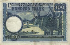 Belgisch-Kongo / Belgian Congo P.25b 100 Francs 1954 (3) 