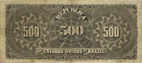 Brasilien / Brazil P.001a 500 Reis (1893) (3-) 