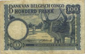 Belgisch-Kongo / Belgian Congo P.17d 100 Francs 1951 (3-) 
