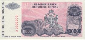 Bosnien & Herzegowina / Bosnia P.154s 100.000 Dinara 1993 Specimen (1) 
