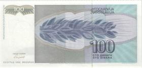 Jugoslawien / Yugoslavia P.112s 100 Dinara 1992 Specimen (1) 
