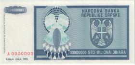Bosnien & Herzegowina / Bosnia P.146s 100.000.000 Dinara 1993 Specimen (1) 