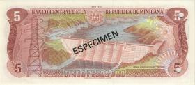 Dom. Republik/Dominican Republic P.118bs 5 Peso Oro 1980 Specimen (1) 