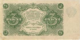 Russland / Russia P.128 3 Rubel 1922 (2) AA-033 