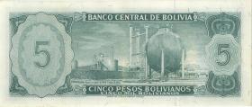 Bolivien / Bolivia P.153 5 Pesos Bolivianos 1962 (2) 
