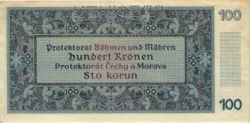 R.560b: Böhmen & Mähren 100 Kronen 1940 Serie A Specimen (2+) 