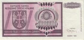Kroatien Serb. Krajina / Croatia P.R14 50 Millionen Dinara 1993 (3+) 