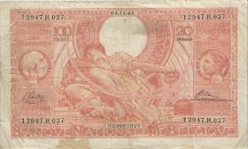 Belgien / Belgium P.113 100 Francs = 20 Belgas 1944 (4) 