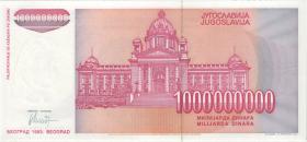 Jugoslawien / Yugoslavia P.126r 1.000.000.000 Dinara 1993 ZA (1) 