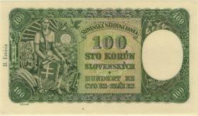 Slowakei / Slovakia P.11s 100 Kronen 1940 Specimen 2. Auflage (1) 
