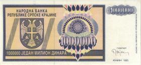 Kroatien Serb. Krajina / Croatia P.R10 1 Million Dinara 1993 (1) 