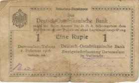 R.929s: Deutsch-Ostafrika 1 Rupie 1916 R3 korrigierte Nummer (4) 