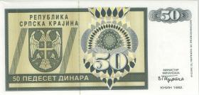 Kroatien Serb. Krajina / Croatia P.R02s 50 Dinara 1992 (1) Specimen 