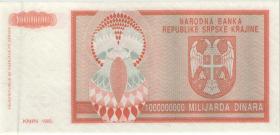 Kroatien Serb. Krajina / Croatia P.R17r 1 Mrd. Dinara 1993 ohne Nummer (1) 