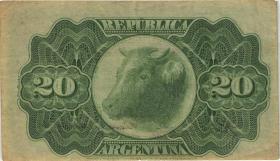 Argentinien / Argentina P.211b 20 Centavos 1890 (3+) 