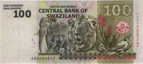 Swasiland / Swaziland P.39 100 Emalangeni 2010 AA 0000517 (1) low number 