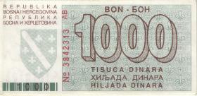 Bosnien & Herzegowina / Bosnia P.026 1000 Dinara 1992 (2) 
